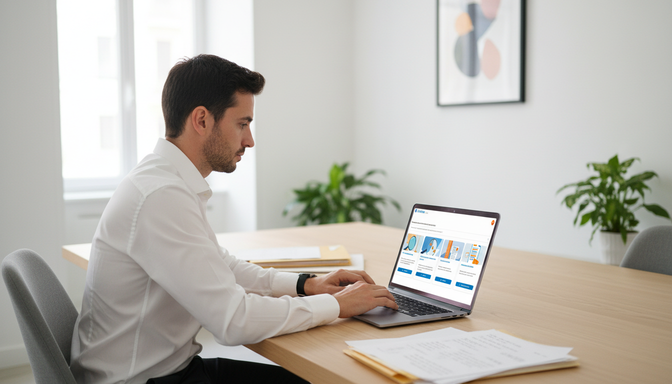 Élu CSE utilisant l'interface Justiana sur ordinateur portable